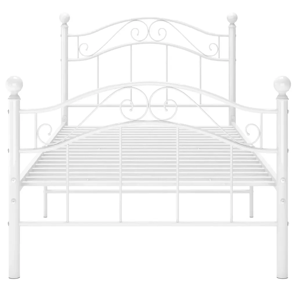Letto singolo | Letto per adulti | Giroletto Bianco in Metallo 100x200 cm - Image 4