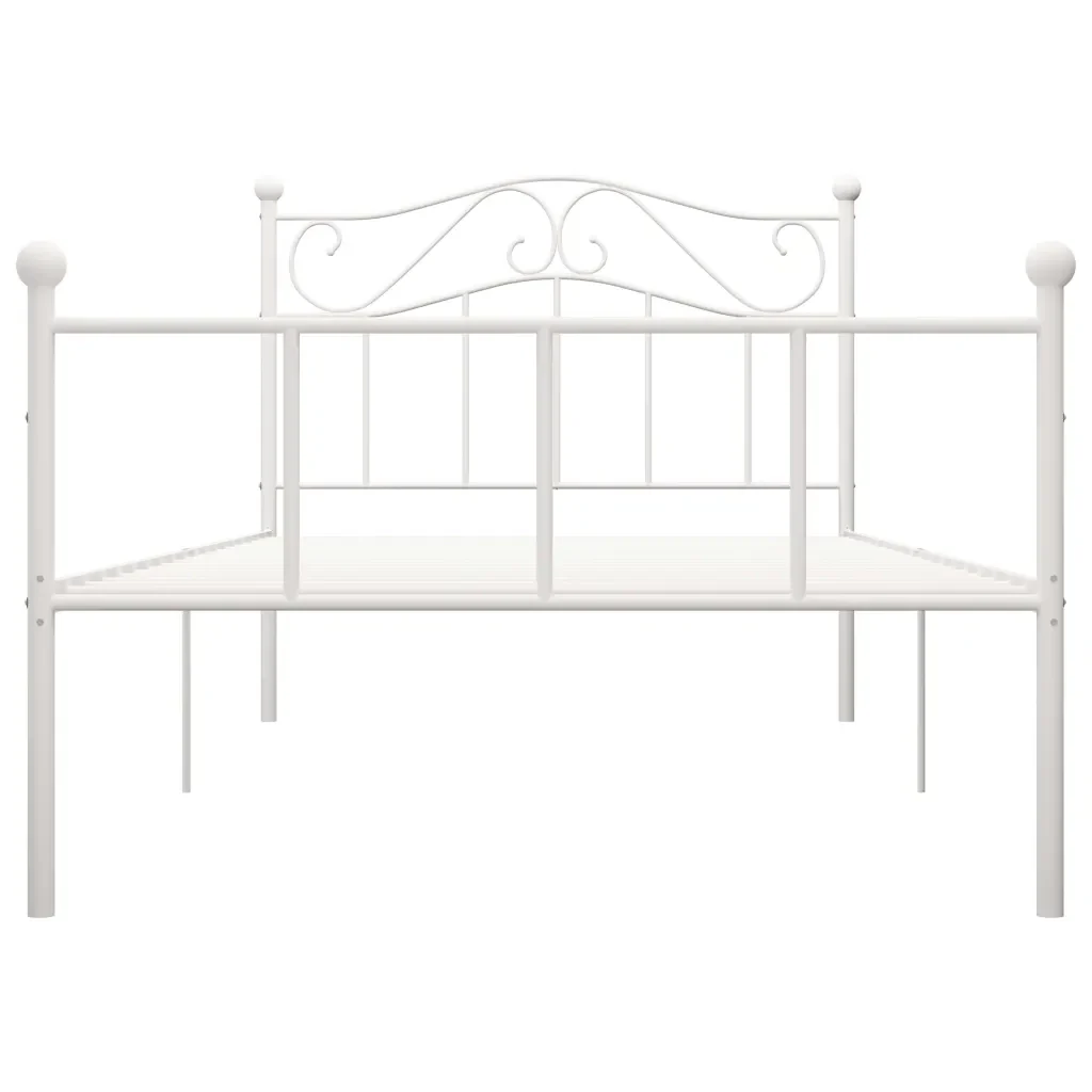 Letto singolo | Letto per adulti | Giroletto Bianco in Metallo 90x200 cm - Image 3