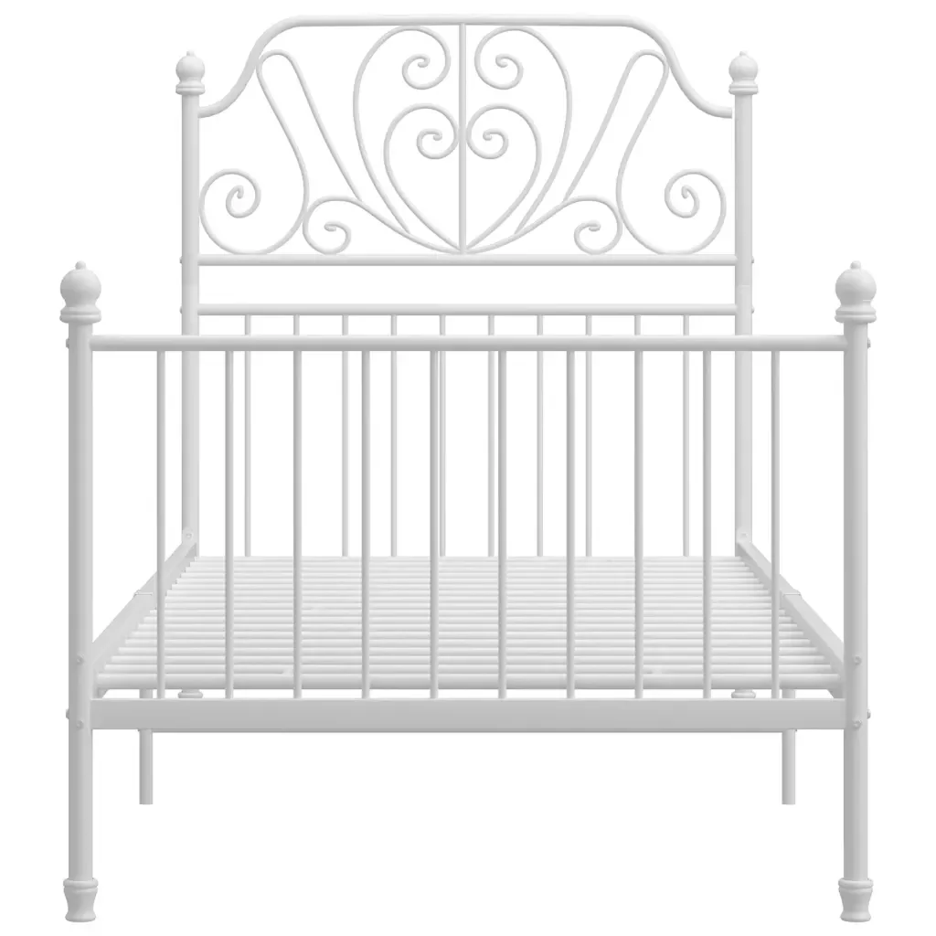 Letto singolo | Letto per adulti | Giroletto Bianco in Metallo 90x200 cm - Image 3
