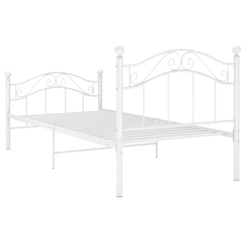 Letto singolo | Letto per adulti | Giroletto Bianco in Metallo 90x200 cm - Image 5