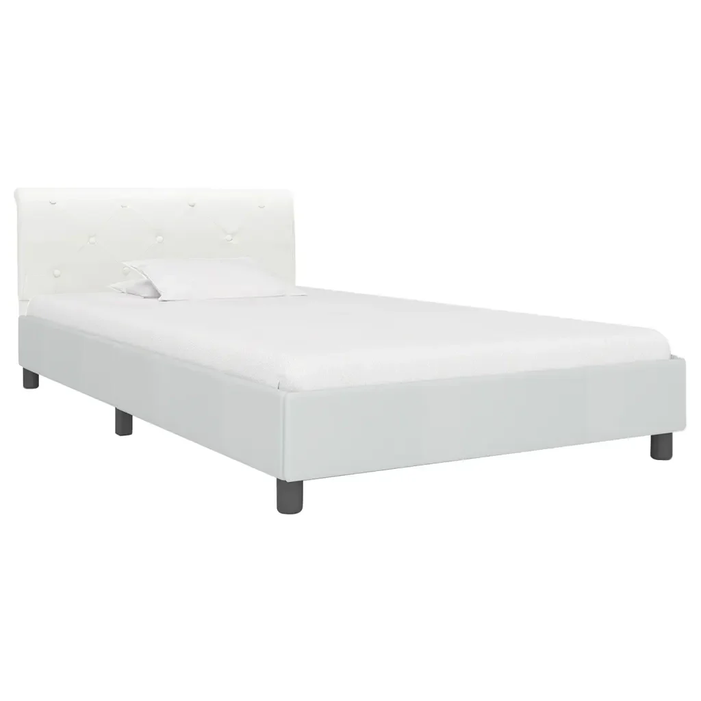 Letto singolo | Letto per adulti | Giroletto Bianco in Similpelle 100x200 cm - Image 2