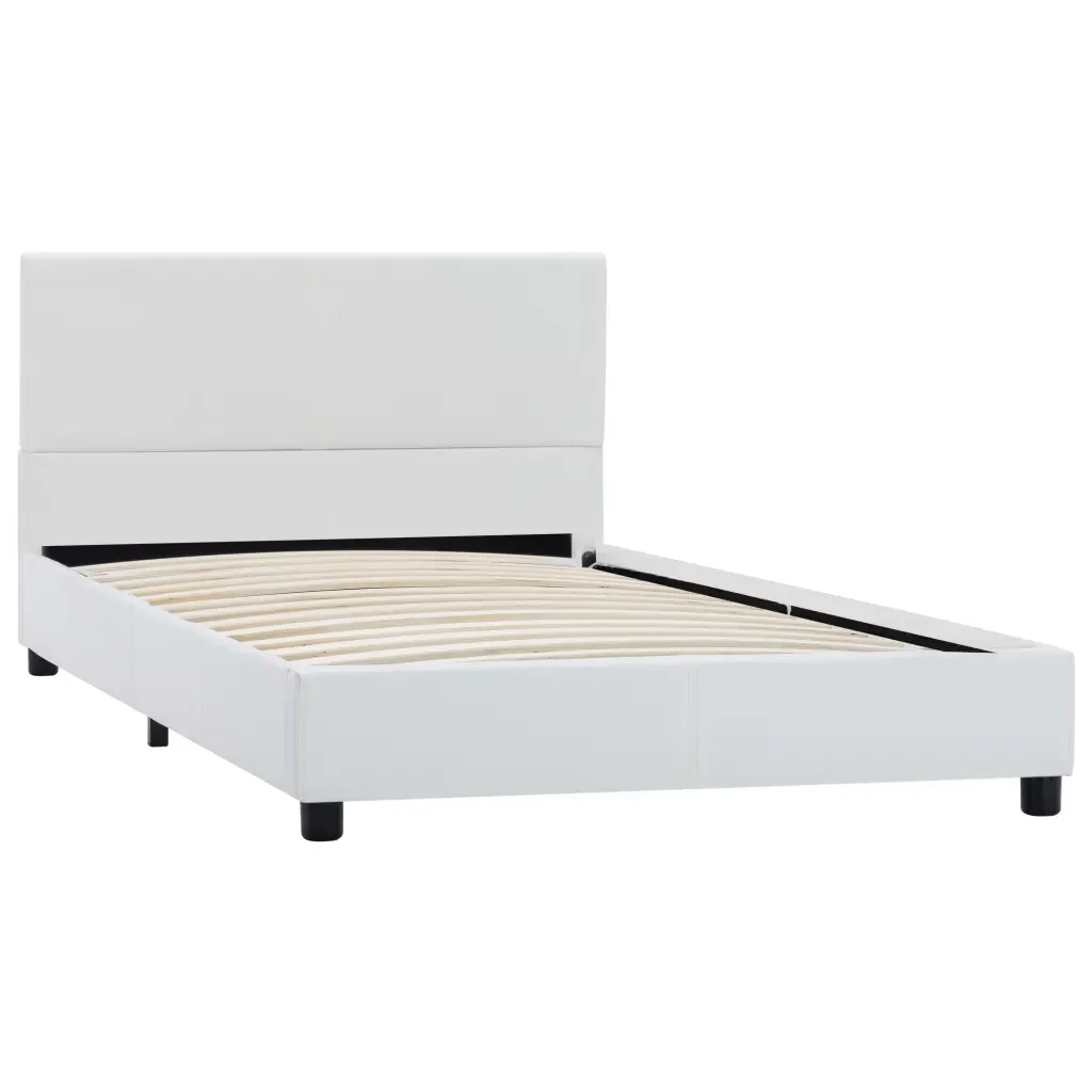 Letto singolo | Letto per adulti | Giroletto Bianco in Similpelle 90x200 cm - Image 2