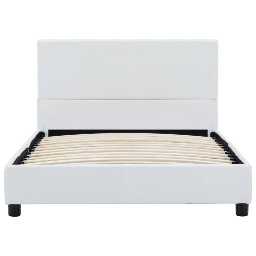Letto singolo | Letto per adulti | Giroletto Bianco in Similpelle 90x200 cm - Image 3