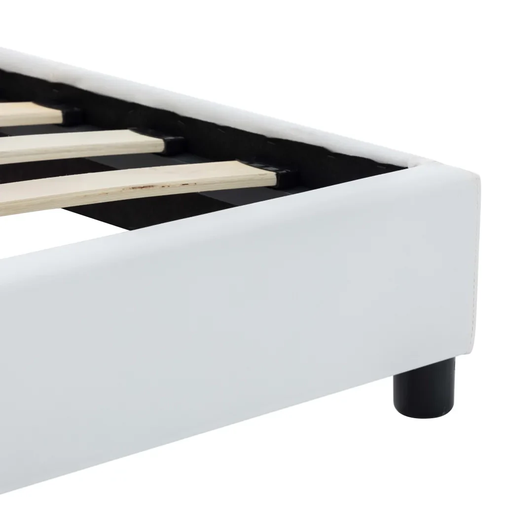 Letto singolo | Letto per adulti | Giroletto Bianco in Similpelle 90x200 cm - Image 6