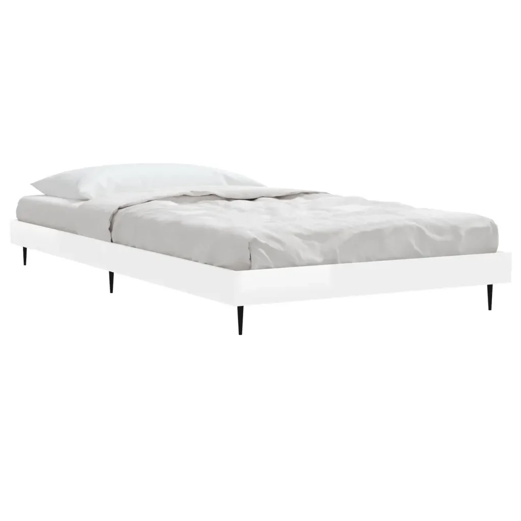 Letto singolo | Letto per adulti | Giroletto Bianco Lucido 90x200 cm in Legno Multistrato - Image 3