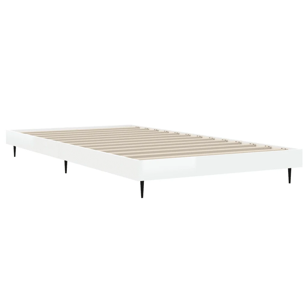 Letto singolo | Letto per adulti | Giroletto Bianco Lucido 90x200 cm in Legno Multistrato - Image 5