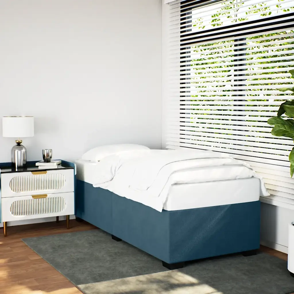 Letto singolo | Letto per adulti | Giroletto Blu 90x190 cm in Velluto - Image 2