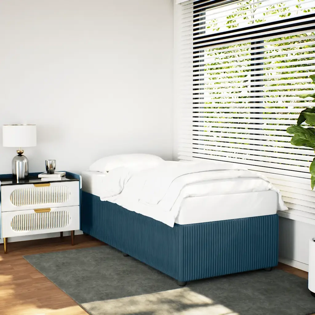 Letto singolo | Letto per adulti | Giroletto Blu 90x200 cm in Velluto - Image 2