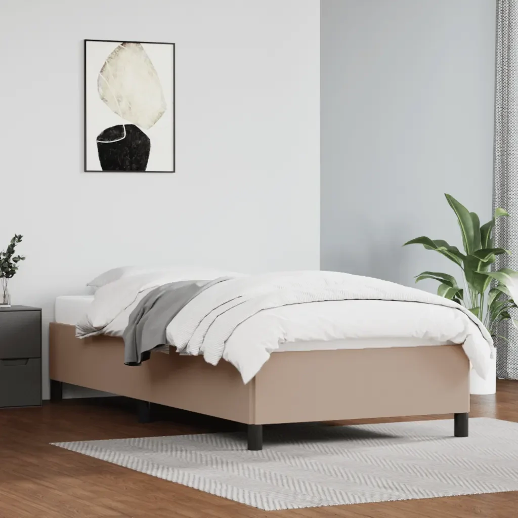 Letto singolo | Letto per adulti | Giroletto Cappuccino 90x190 cm in Similpelle - Image 2