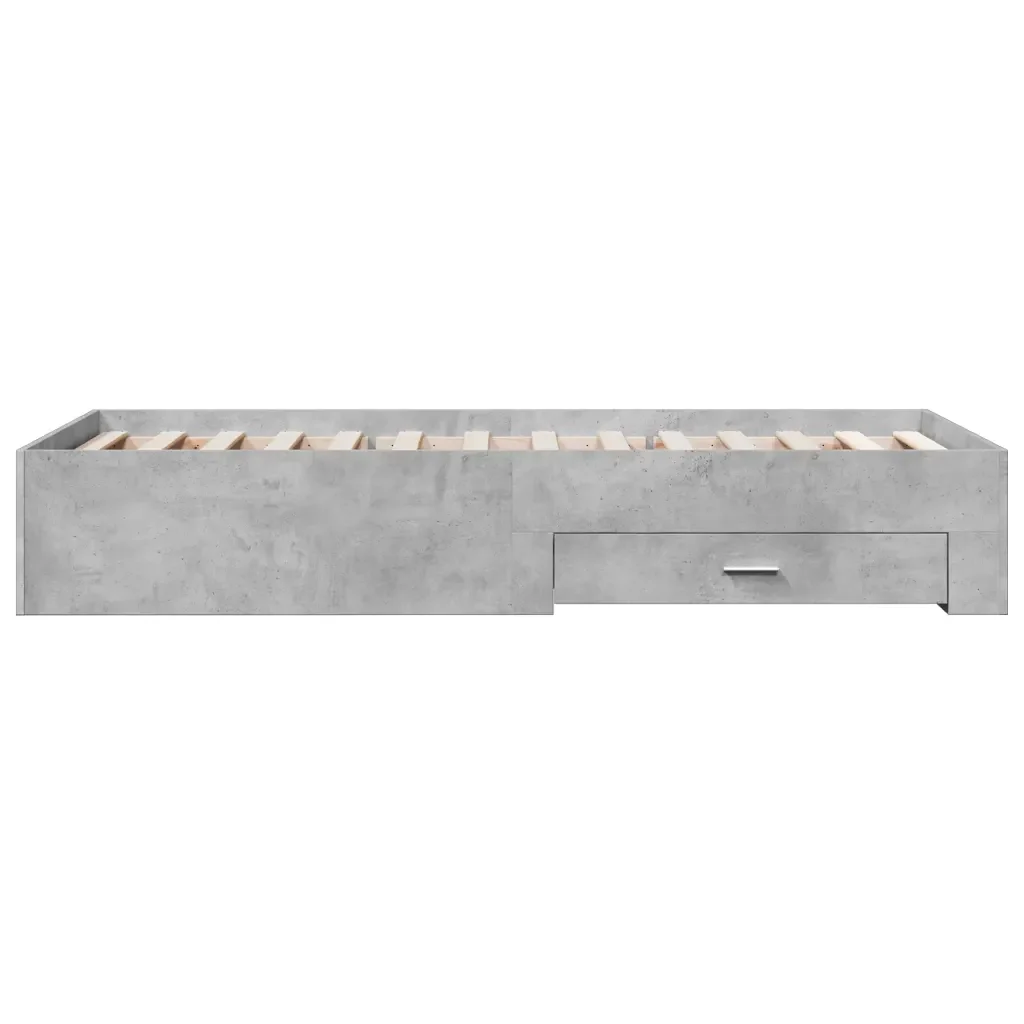 Letto singolo | Letto per adulti | Giroletto Cassetti Grigio Cemento 100x200 cm Legno Multistrato - Image 5