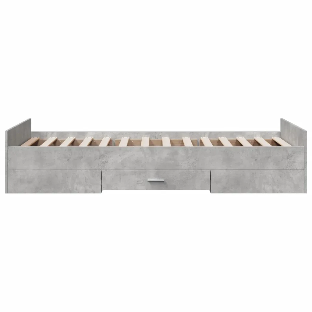Letto singolo | Letto per adulti | Giroletto Cassetti Grigio Cemento 75x190 cm Legno Multistrato - Image 5