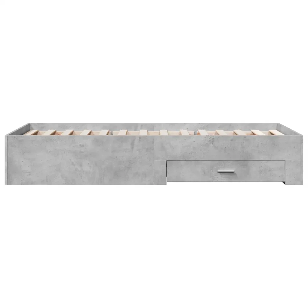 Letto singolo | Letto per adulti | Giroletto Cassetti Grigio Cemento 75x190 cm Legno Multistrato - Image 5