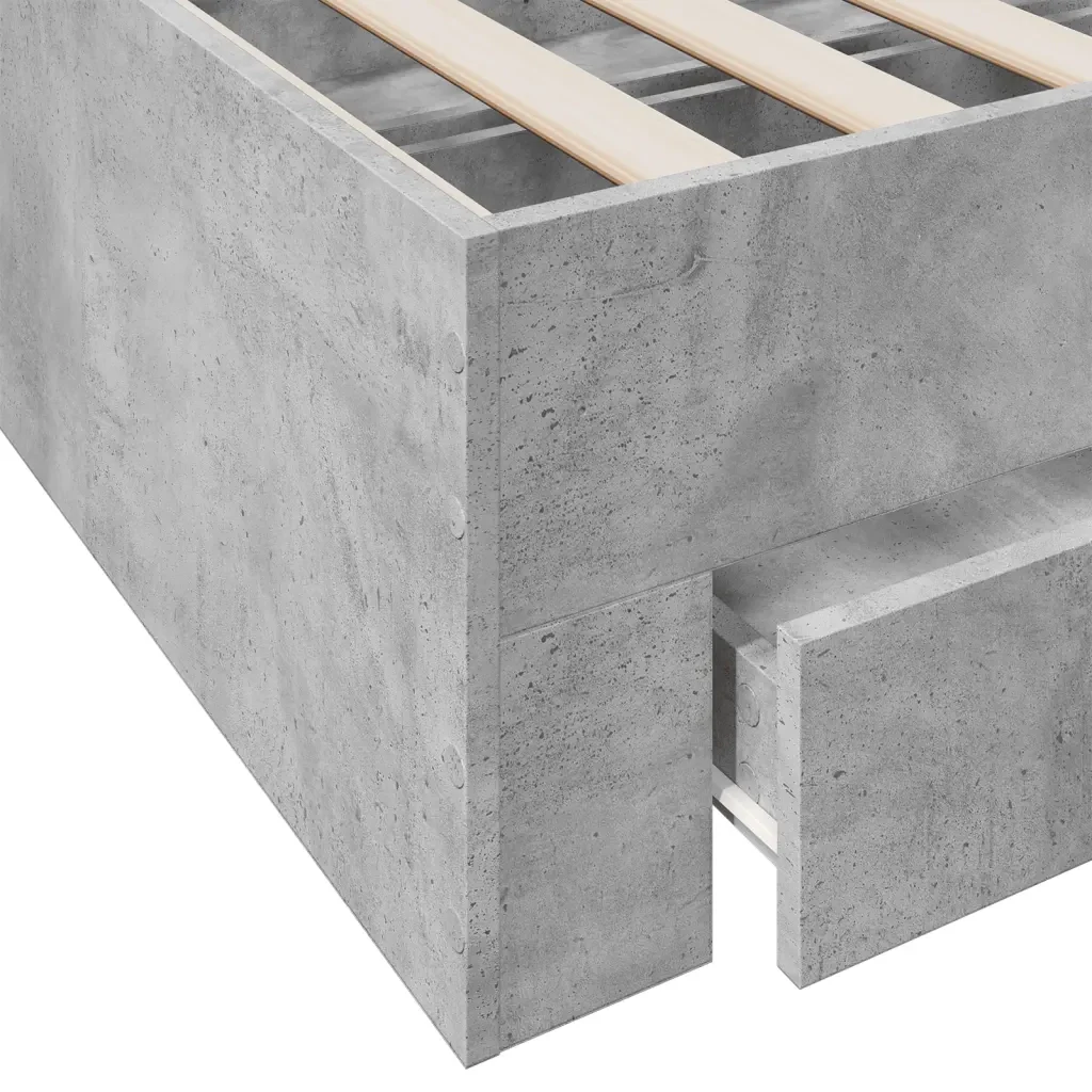 Letto singolo | Letto per adulti | Giroletto Cassetti Grigio Cemento 90x190 cm Legno Multistrato - Image 8