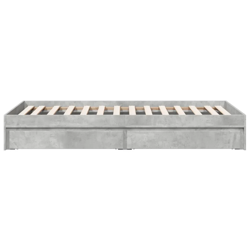 Letto singolo | Letto per adulti | Giroletto Cassetti Grigio Cemento 90x190 cm Legno Multistrato - Image 5