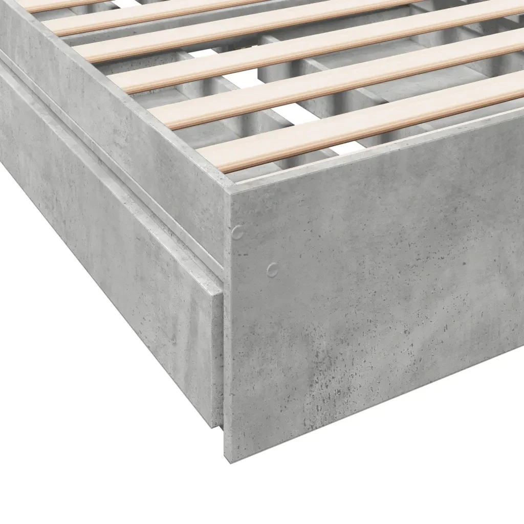 Letto singolo | Letto per adulti | Giroletto Cassetti Grigio Cemento 90x190 cm Legno Multistrato - Image 8