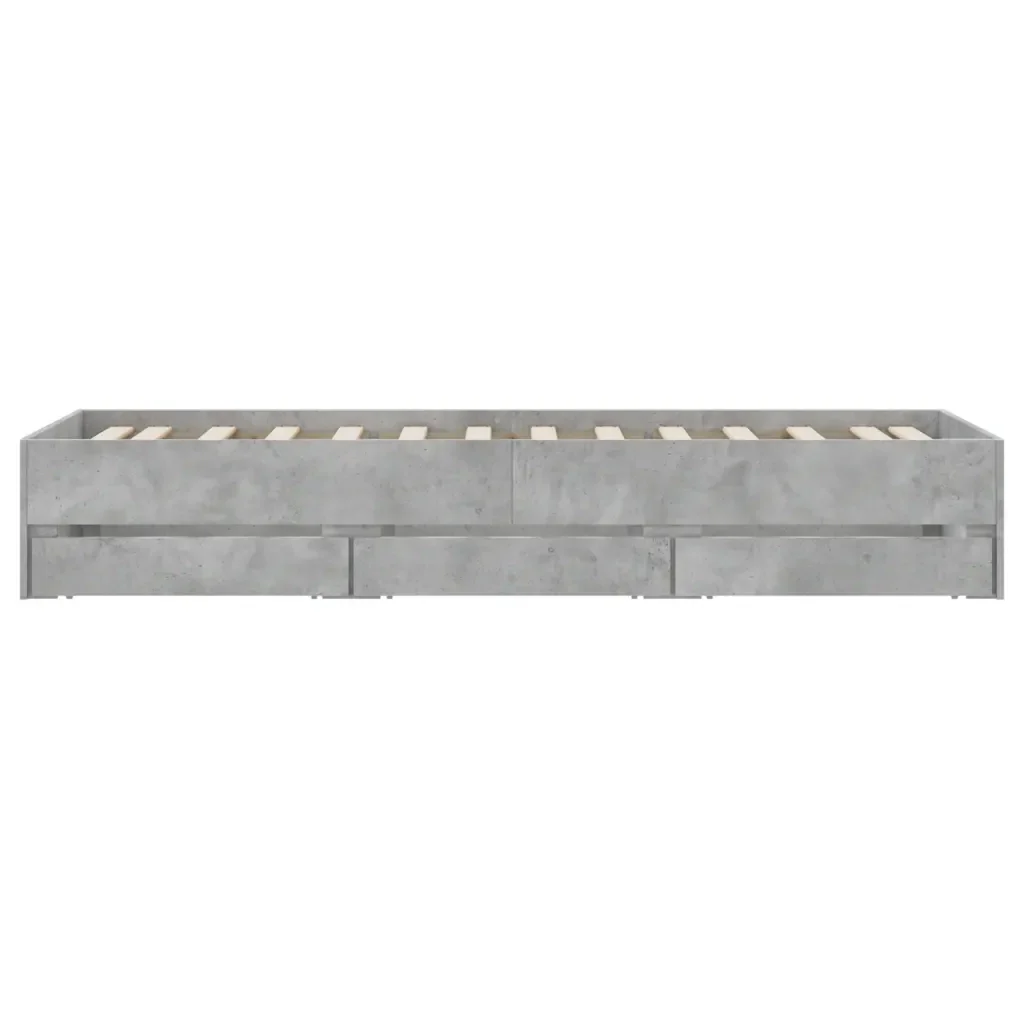 Letto singolo | Letto per adulti | Giroletto Cassetti Grigio Cemento 90x190 cm Legno Multistrato - Image 7