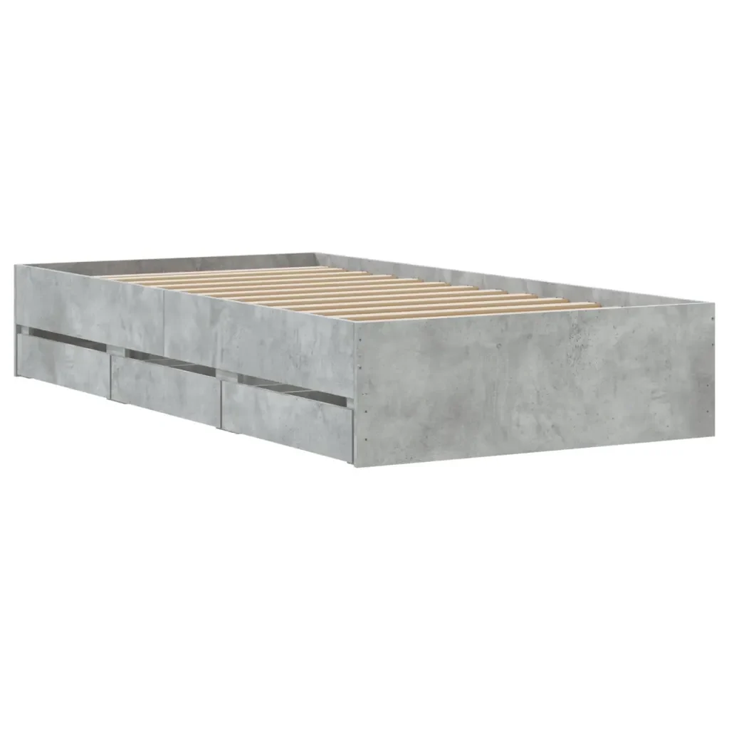 Letto singolo | Letto per adulti | Giroletto Cassetti Grigio Cemento 90x190 cm Legno Multistrato - Image 8