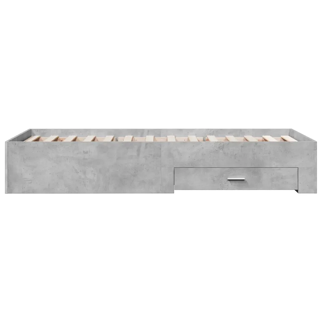 Letto singolo | Letto per adulti | Giroletto Cassetti Grigio Cemento 90x200 cm Legno Multistrato - Image 5