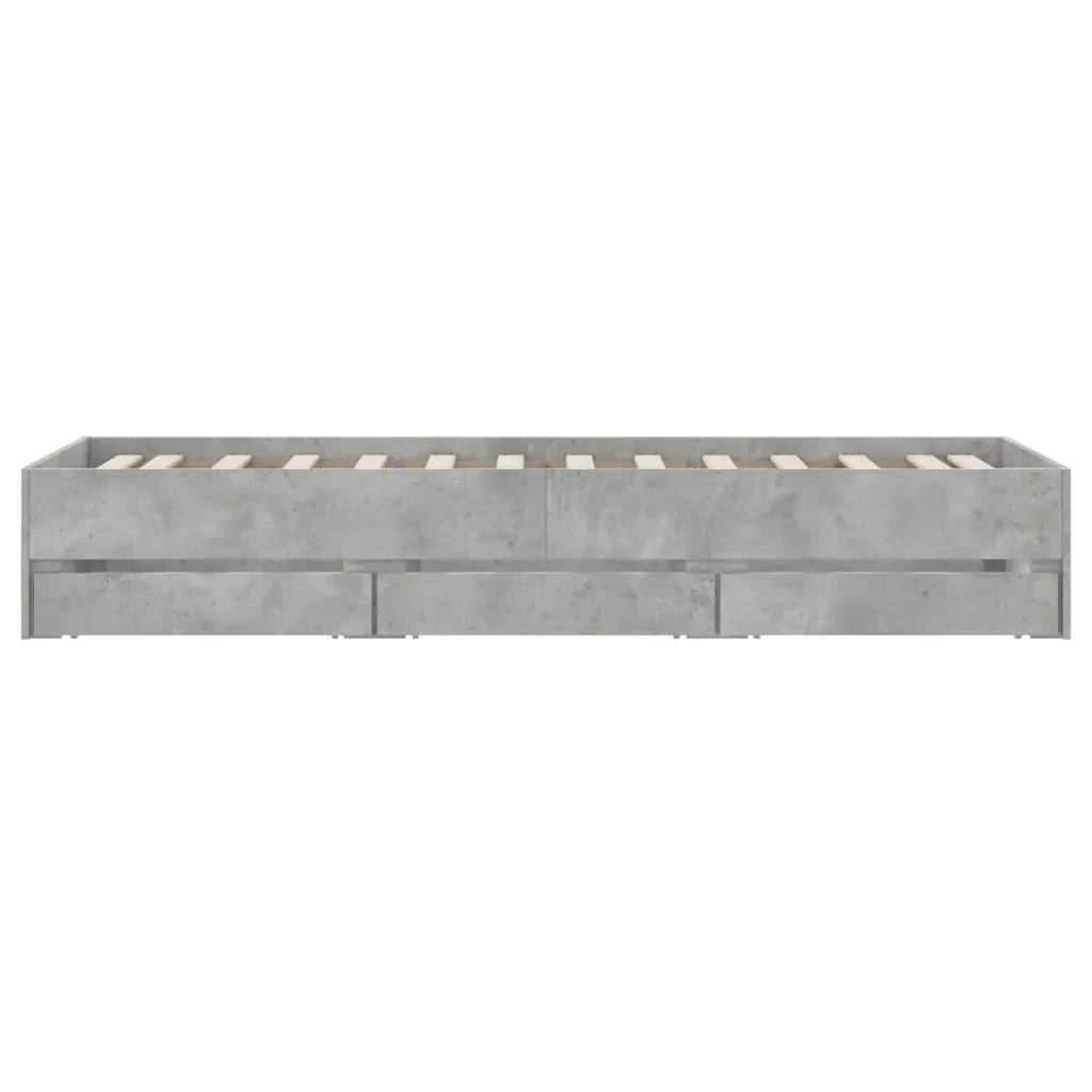 Letto singolo | Letto per adulti | Giroletto Cassetti Grigio Cemento 90x200 cm Legno Multistrato - Image 7