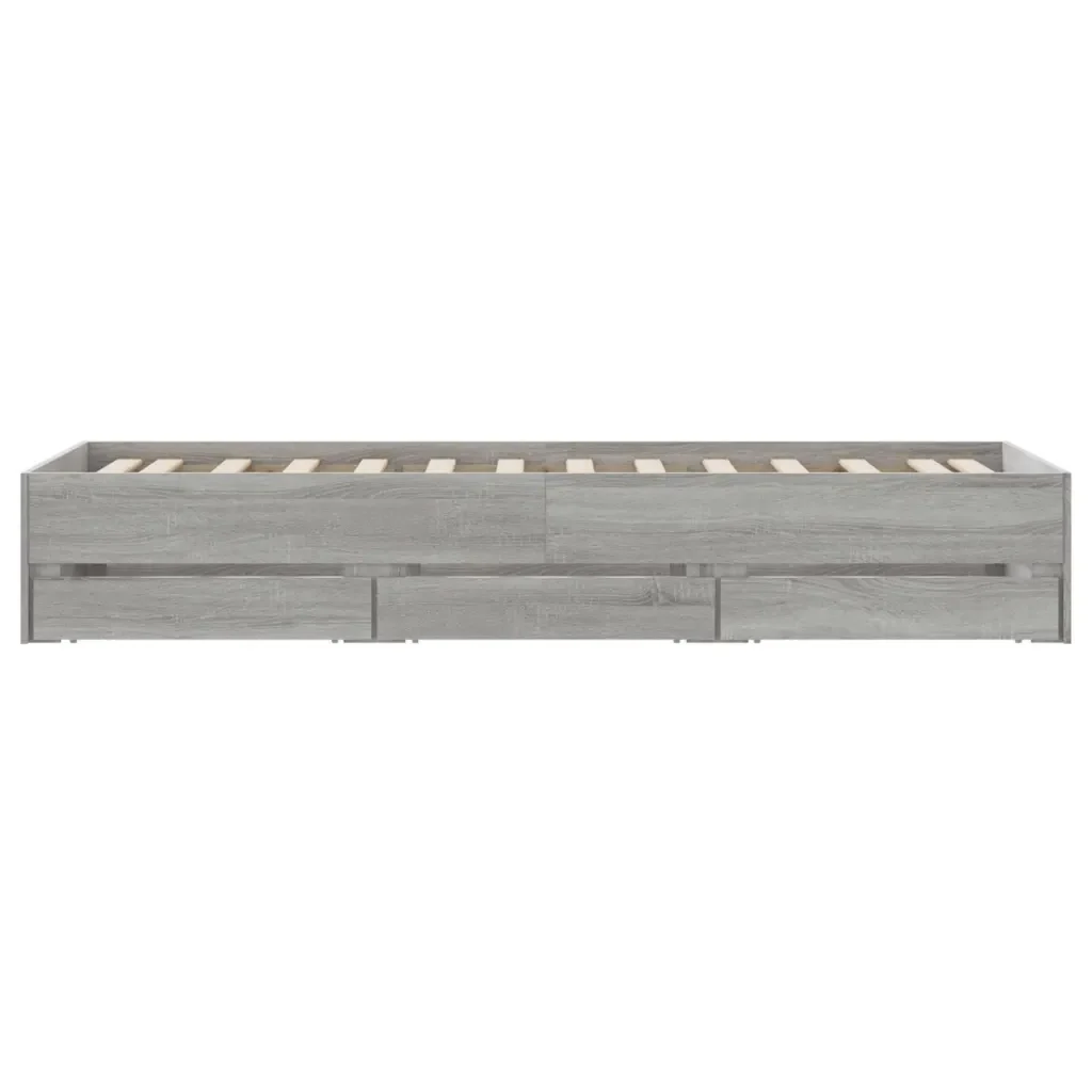 Letto singolo | Letto per adulti | Giroletto Cassetti Grigio Sonoma 100x200 cm Legno Multistrato - Image 7