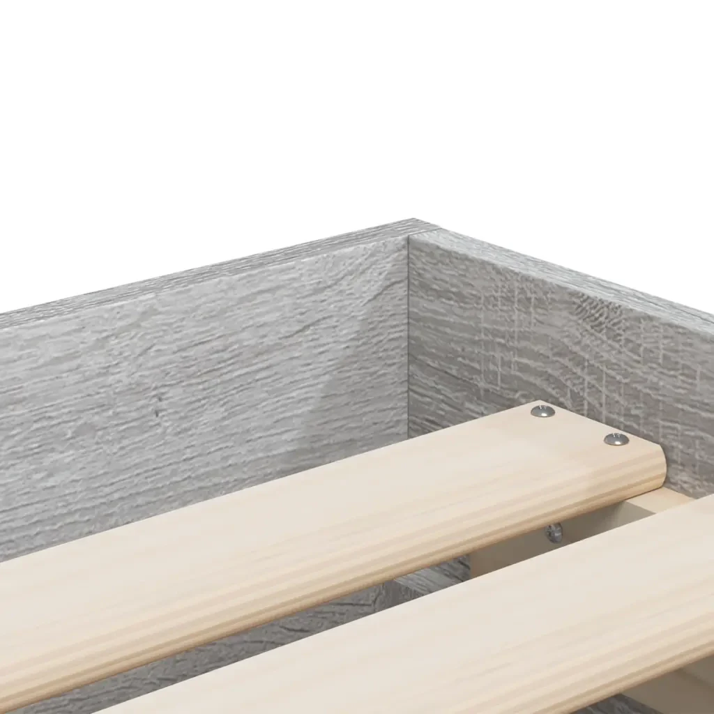 Letto singolo | Letto per adulti | Giroletto Cassetti Grigio Sonoma 100x200 cm Legno Multistrato - Image 9