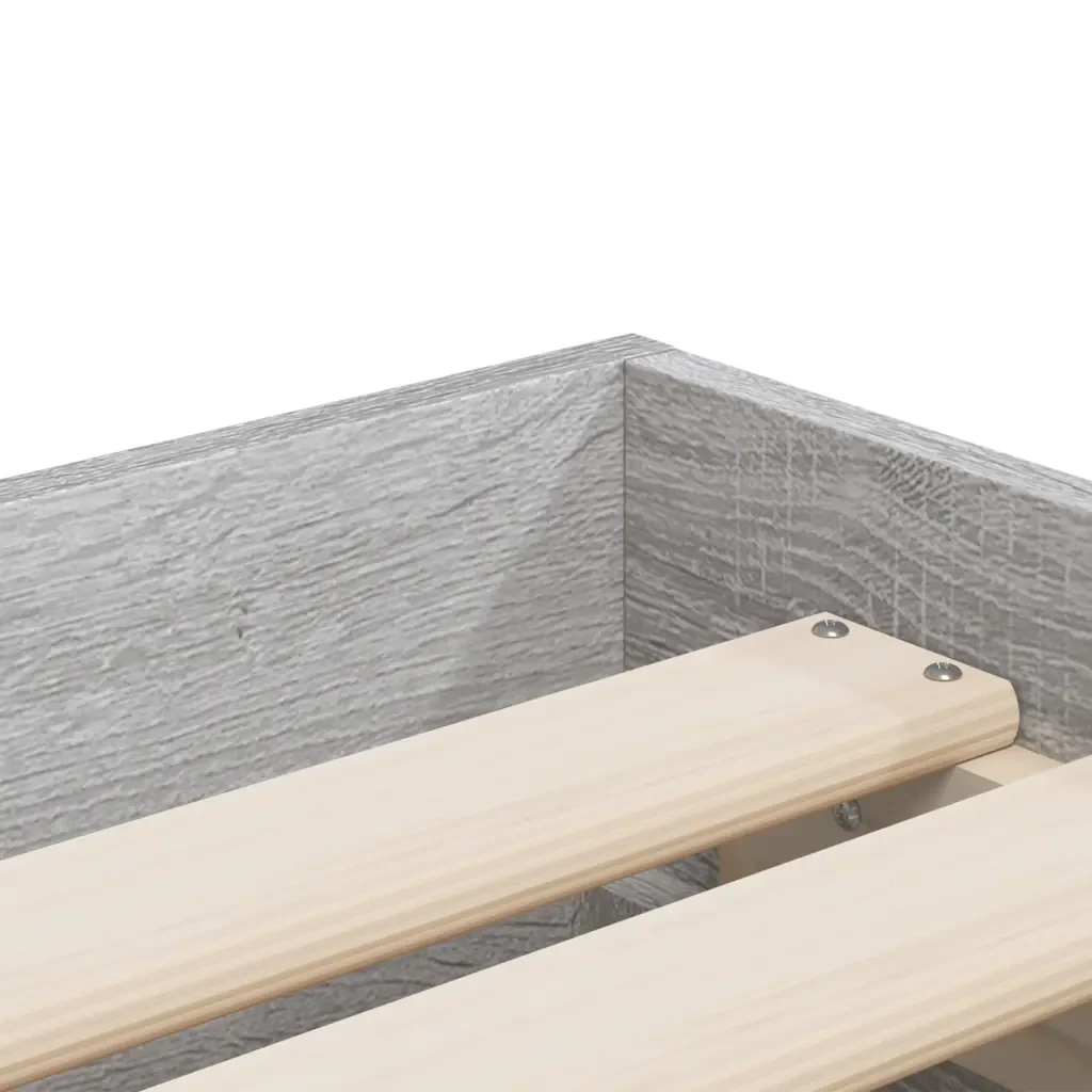 Letto singolo | Letto per adulti | Giroletto Cassetti Grigio Sonoma 75x190 cm Legno Multistrato - Image 9