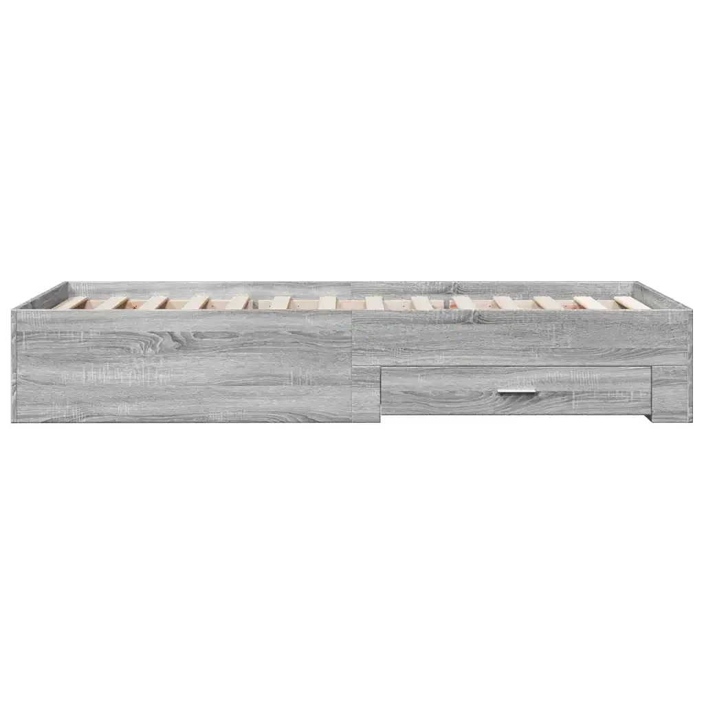Letto singolo | Letto per adulti | Giroletto Cassetti Grigio Sonoma 90x190 cm Legno Multistrato - Image 5