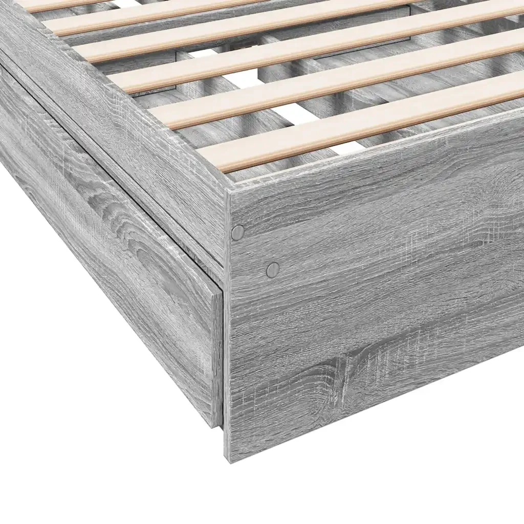 Letto singolo | Letto per adulti | Giroletto Cassetti Grigio Sonoma 90x190 cm Legno Multistrato - Image 8