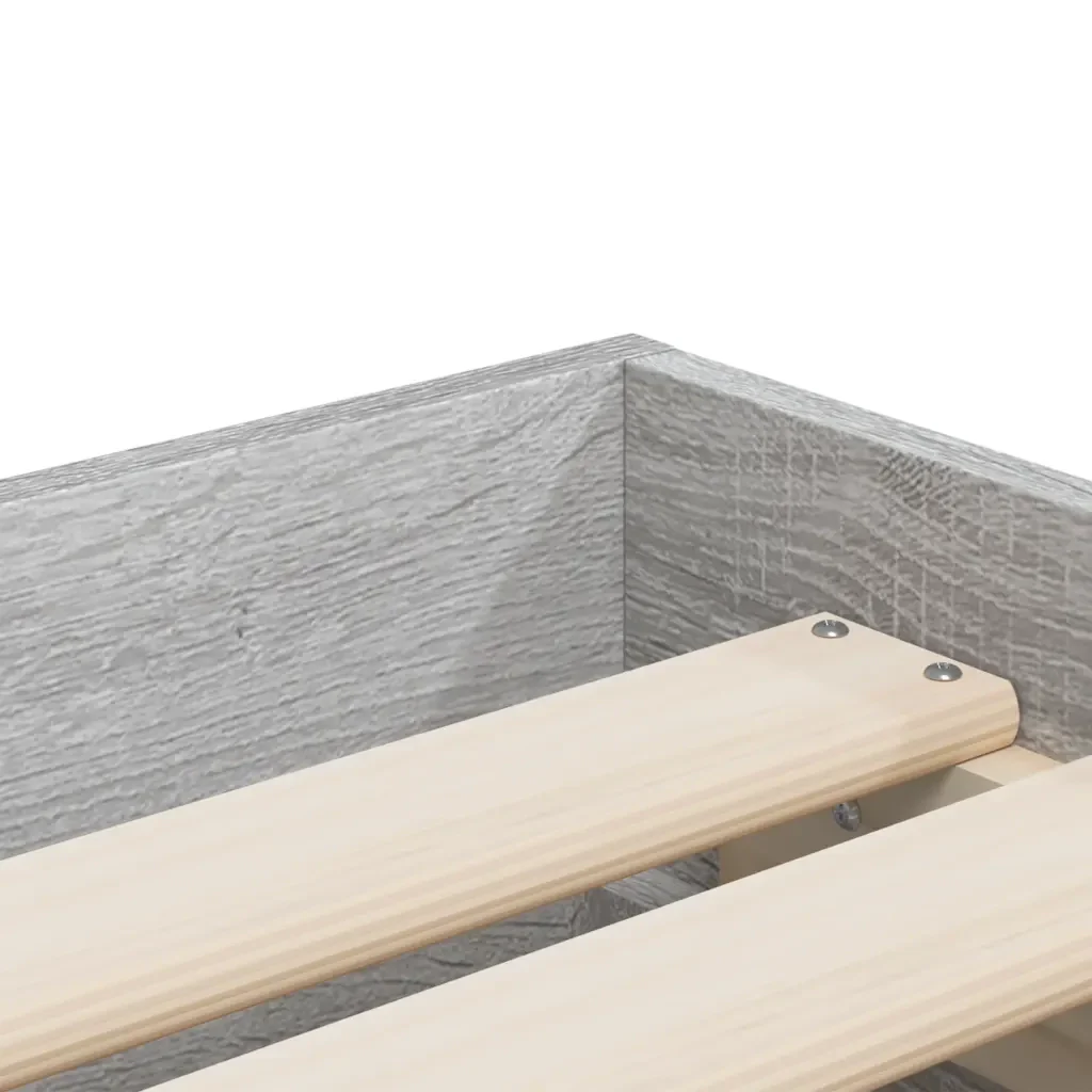 Letto singolo | Letto per adulti | Giroletto Cassetti Grigio Sonoma 90x200 cm Legno Multistrato - Image 9