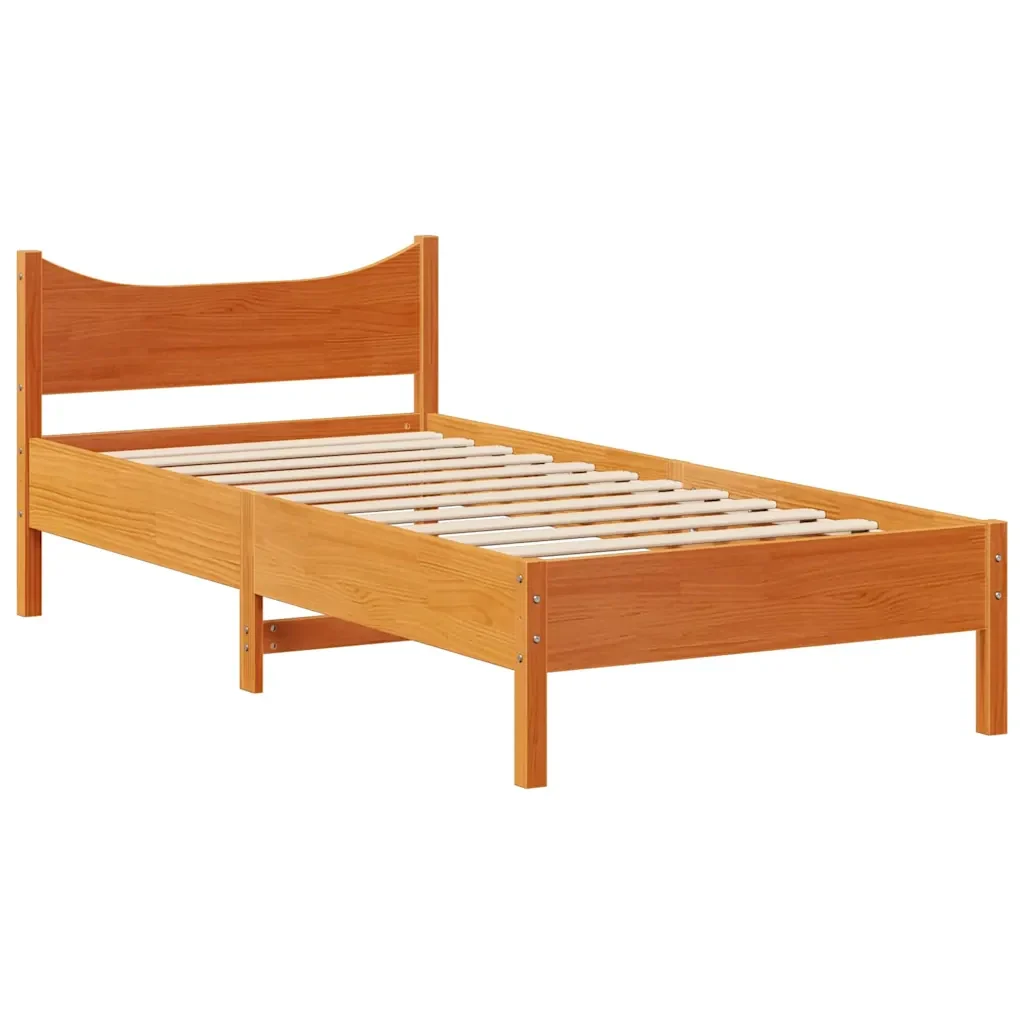 Letto singolo | Letto per adulti | Giroletto Cassetti Marrone Cera 90x200 cm Legno Massello Pino - Image 5