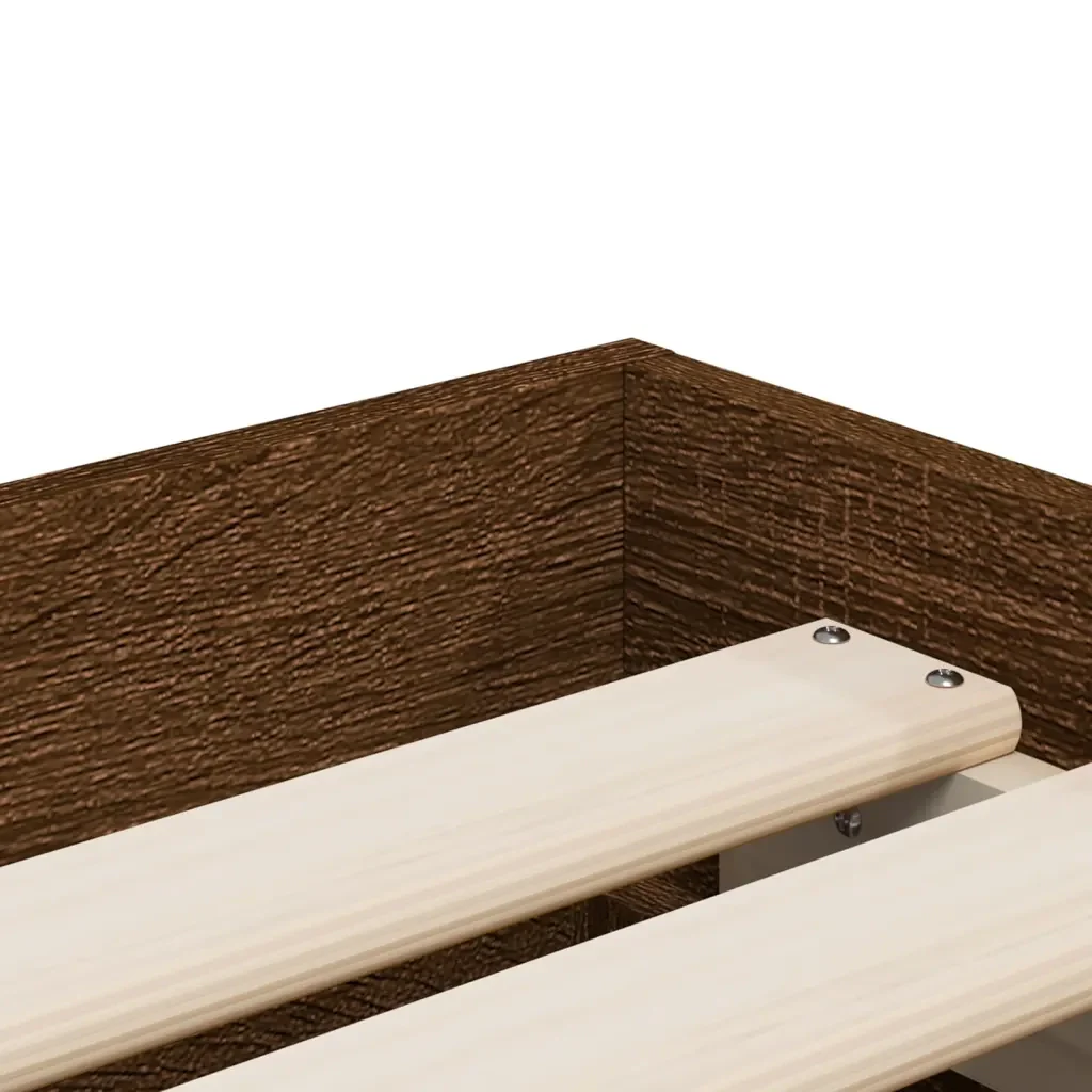 Letto singolo | Letto per adulti | Giroletto Cassetti Rovere Marrone 100x200 cm Legno Multistrato - Image 9