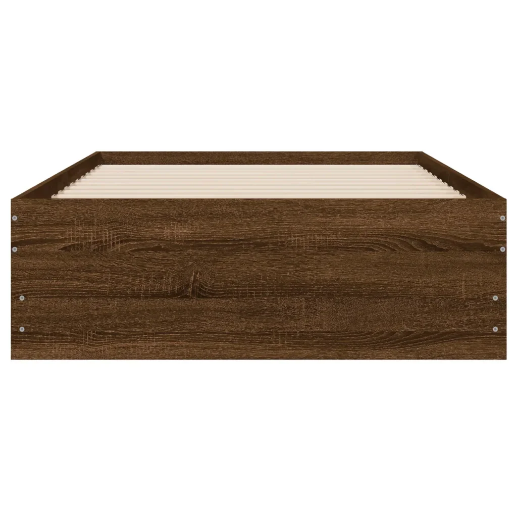 Letto singolo | Letto per adulti | Giroletto Cassetti Rovere Marrone 75x190 cm Legno Multistrato - Image 6