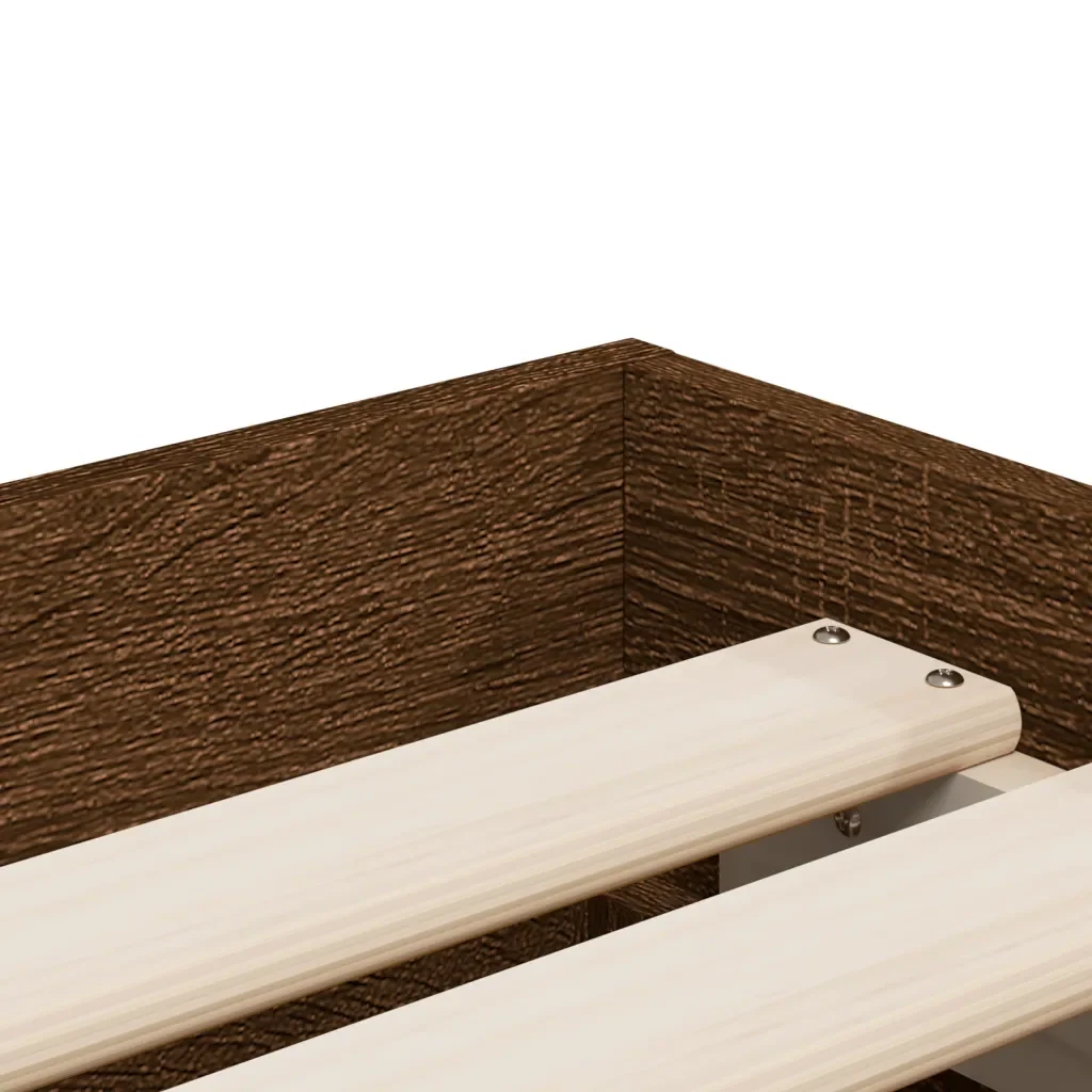 Letto singolo | Letto per adulti | Giroletto Cassetti Rovere Marrone 75x190 cm Legno Multistrato - Image 9