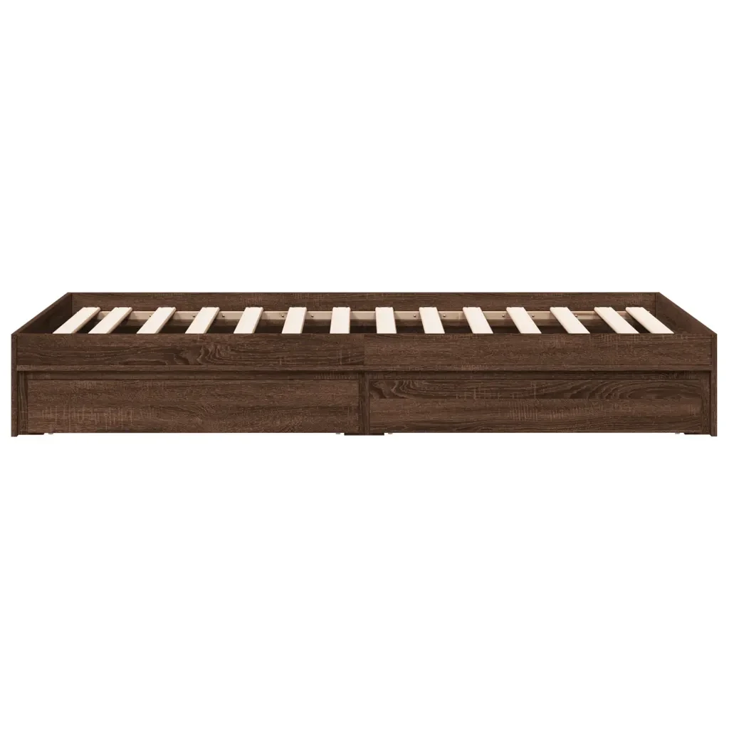 Letto singolo | Letto per adulti | Giroletto Cassetti Rovere Marrone 75x190 cm Legno Multistrato - Image 5