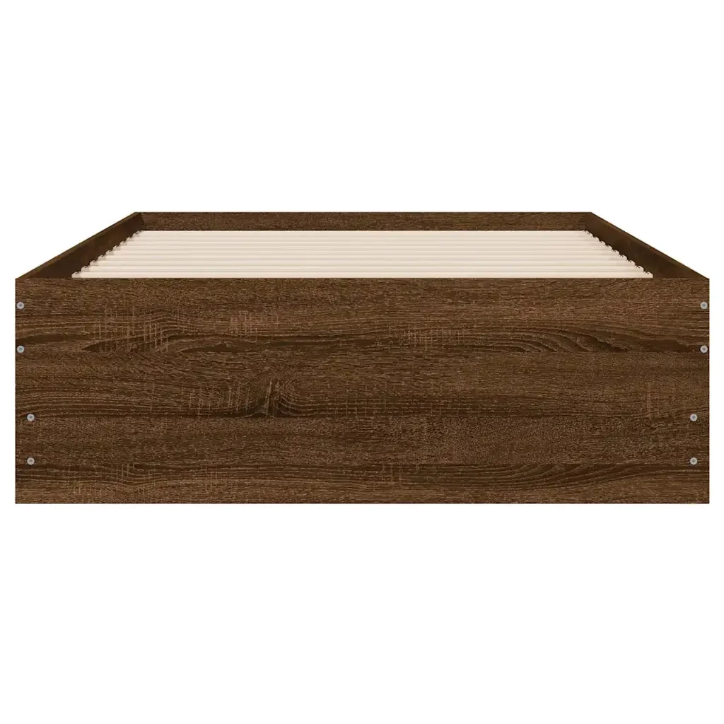 Letto singolo | Letto per adulti | Giroletto Cassetti Rovere Marrone 90x200 cm Legno Multistrato - Image 6