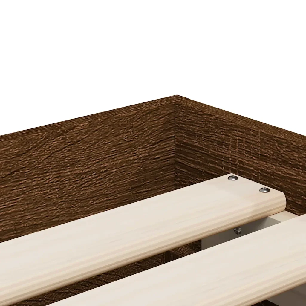 Letto singolo | Letto per adulti | Giroletto Cassetti Rovere Marrone 90x200 cm Legno Multistrato - Image 9