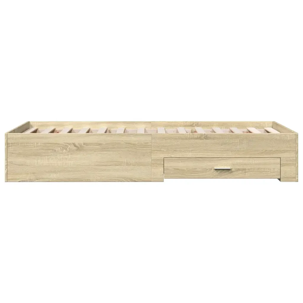 Letto singolo | Letto per adulti | Giroletto Cassetti Rovere Sonoma 100x200 cm Legno Multistrato - Image 5