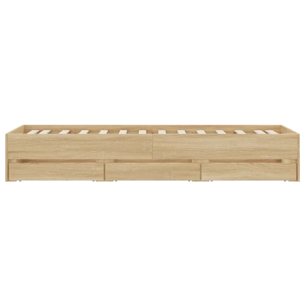 Letto singolo | Letto per adulti | Giroletto Cassetti Rovere Sonoma 100x200 cm Legno Multistrato - Image 7