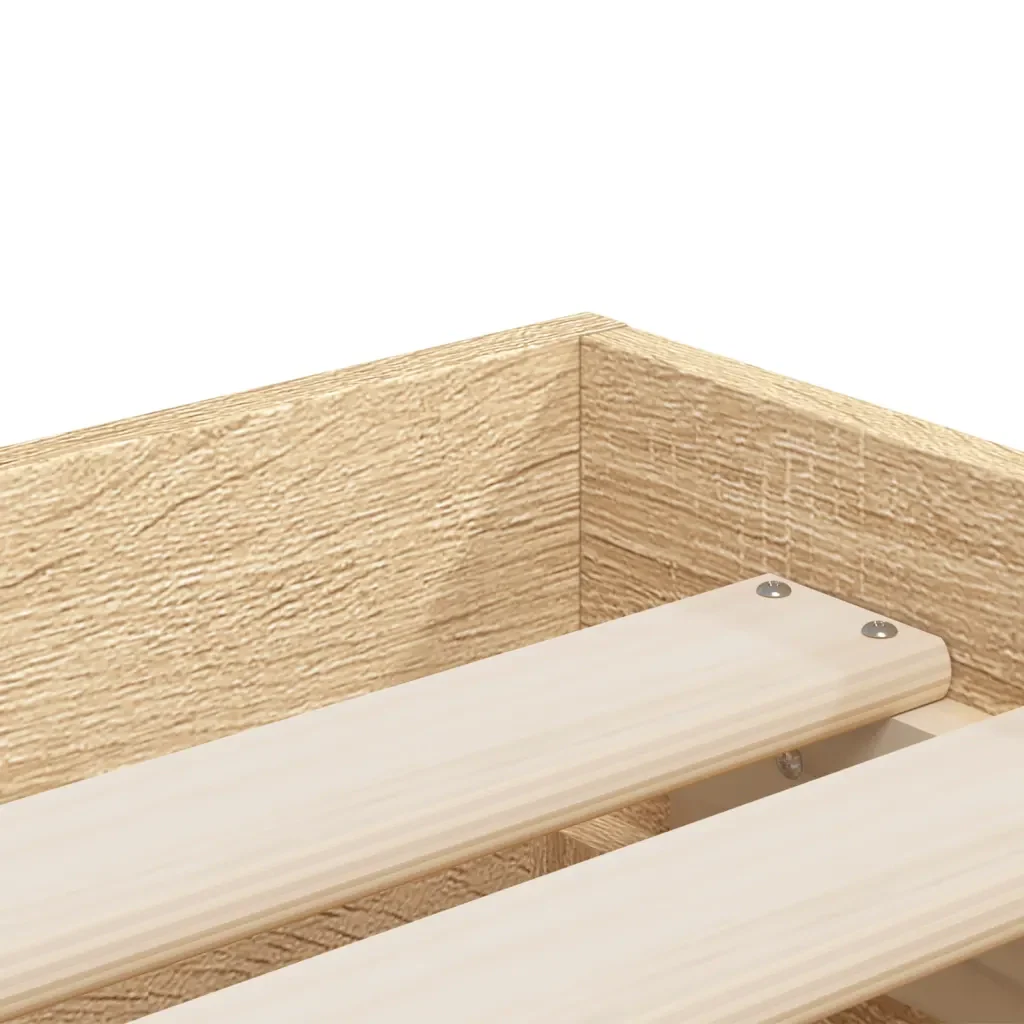Letto singolo | Letto per adulti | Giroletto Cassetti Rovere Sonoma 100x200 cm Legno Multistrato - Image 9