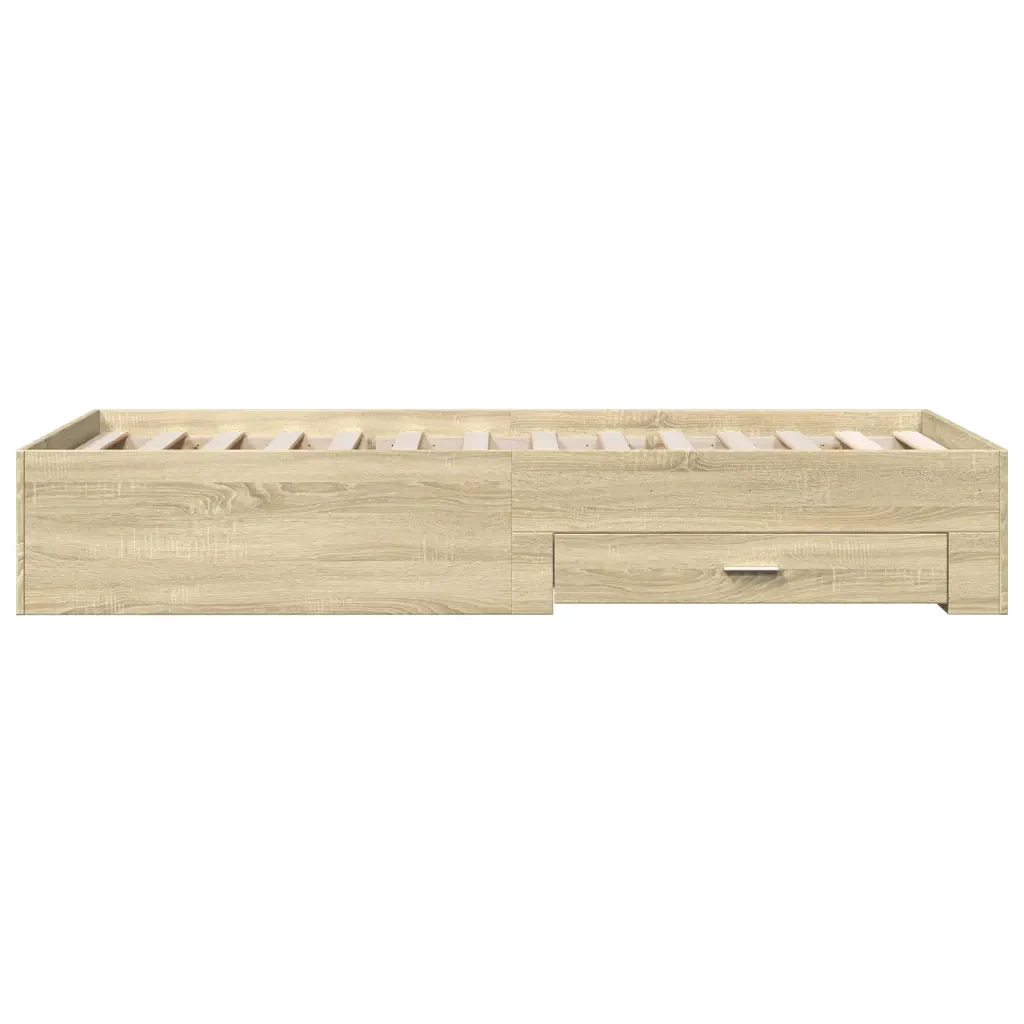 Letto singolo | Letto per adulti | Giroletto Cassetti Rovere Sonoma 75x190 cm Legno Multistrato - Image 5