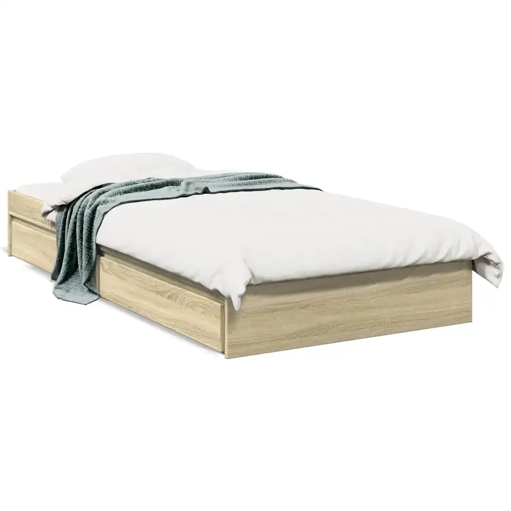 Letto singolo | Letto per adulti | Giroletto Cassetti Rovere Sonoma 75x190 cm Legno Multistrato