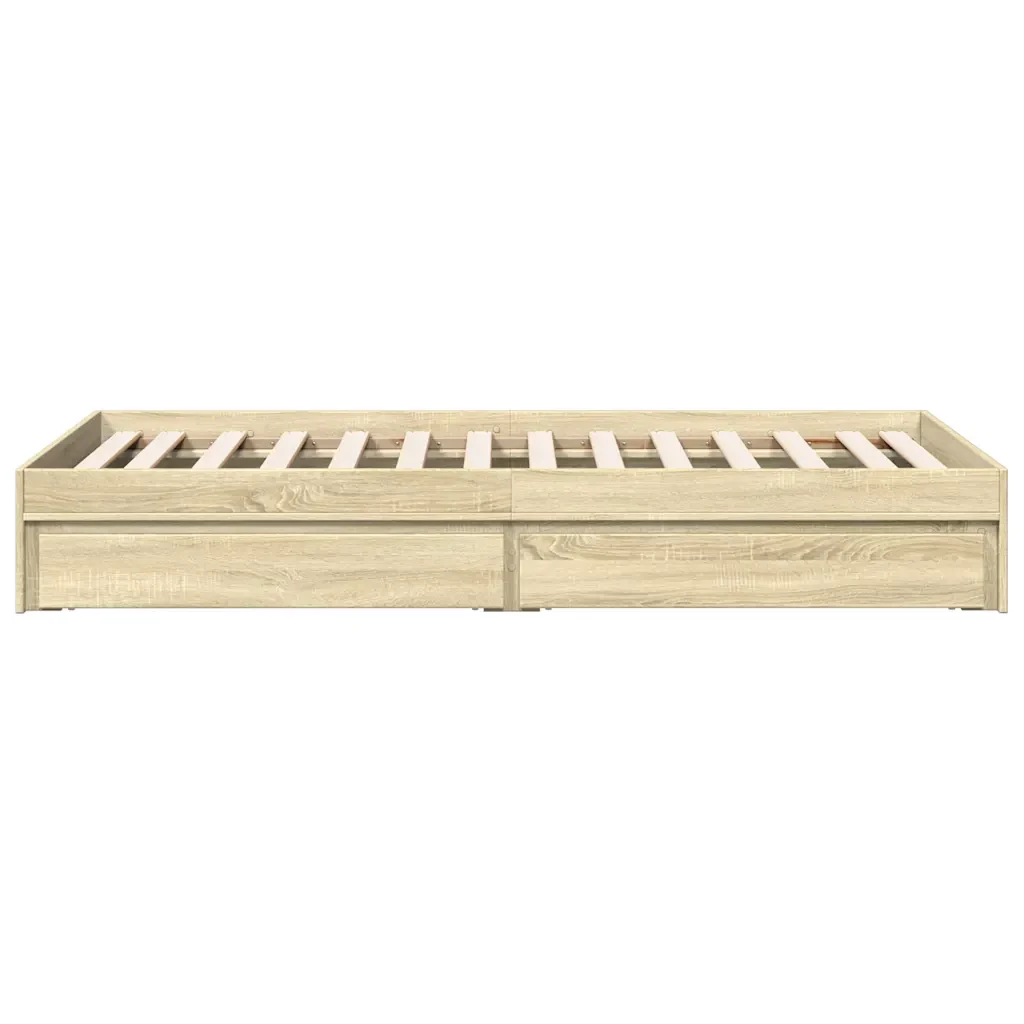 Letto singolo | Letto per adulti | Giroletto Cassetti Rovere Sonoma 75x190 cm Legno Multistrato - Image 5