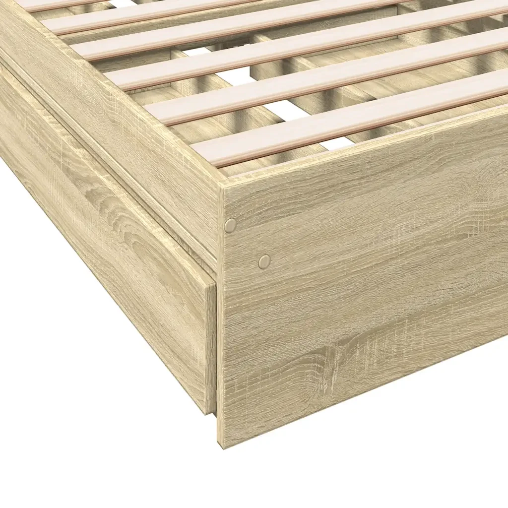 Letto singolo | Letto per adulti | Giroletto Cassetti Rovere Sonoma 75x190 cm Legno Multistrato - Image 8