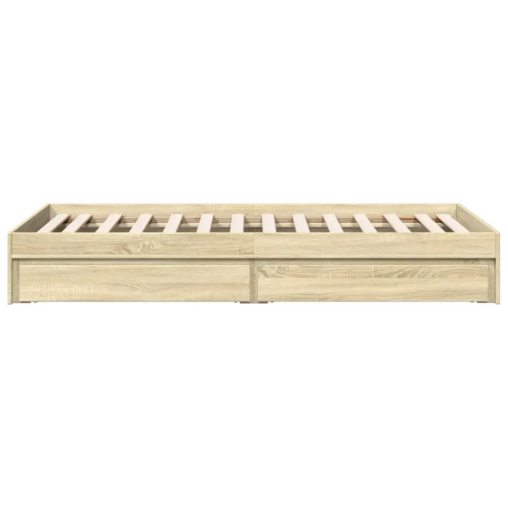 Letto singolo | Letto per adulti | Giroletto Cassetti Rovere Sonoma 90x190 cm Legno Multistrato - Image 5