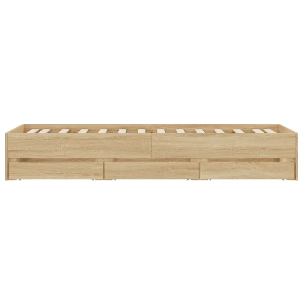 Letto singolo | Letto per adulti | Giroletto Cassetti Rovere Sonoma 90x190 cm Legno Multistrato - Image 7