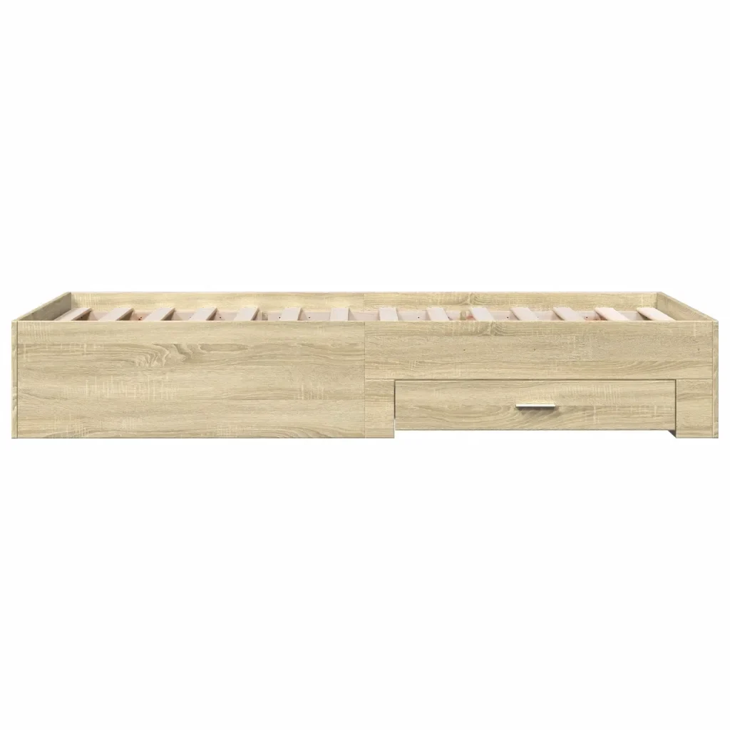 Letto singolo | Letto per adulti | Giroletto Cassetti Rovere Sonoma 90x200 cm Legno Multistrato - Image 5