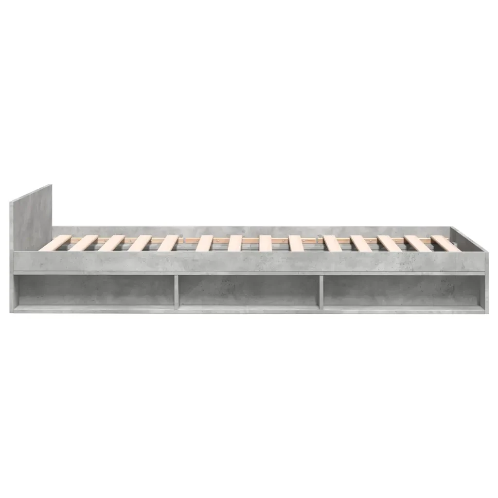 Letto singolo | Letto per adulti | Giroletto Cassetto Grigio Cemento 90x200 cm Legno Multistrato - Image 5