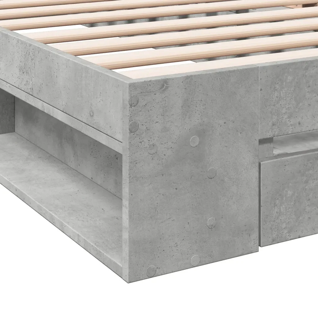Letto singolo | Letto per adulti | Giroletto Cassetto Grigio Cemento 90x200 cm Legno Multistrato - Image 8