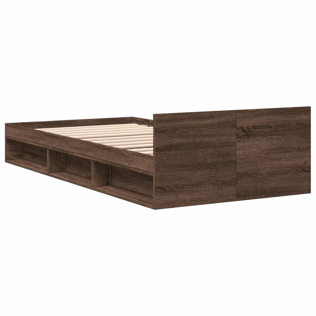 Letto singolo | Letto per adulti | Giroletto Cassetto Rovere Marrone 75x190 cm Legno Multistrato - Image 6