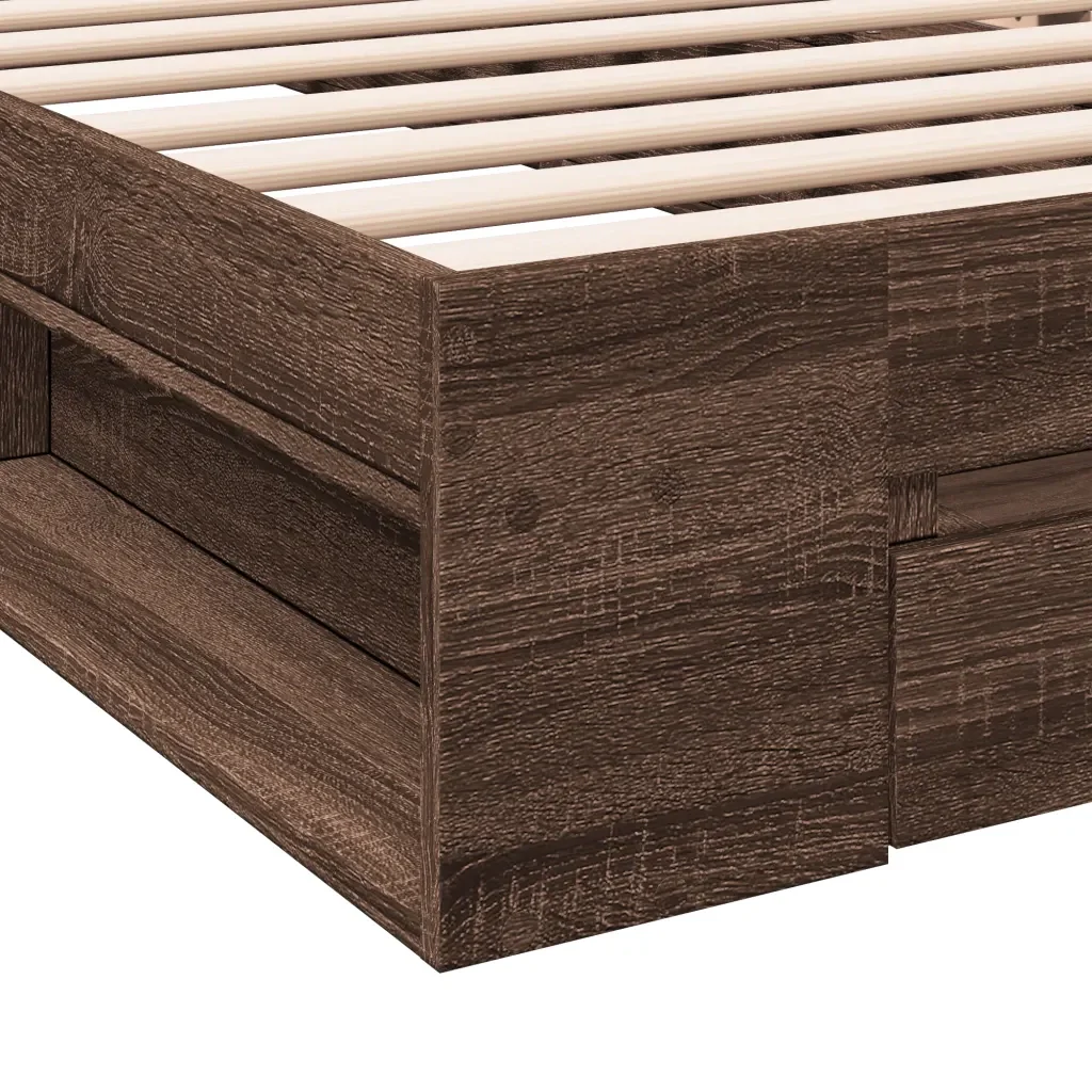 Letto singolo | Letto per adulti | Giroletto Cassetto Rovere Marrone 75x190 cm Legno Multistrato - Image 8